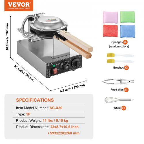 Commercial Bubble Waffle Maker 1400W Egg Pancake Baker Machine NonStick