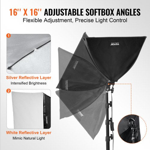 Softbox Lighting Kit 16 x 16 Professional Softbox with 45W LED Bulbs