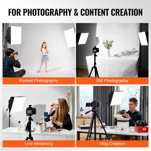 Softbox Lighting Kit 16 x 16 Professional Softbox with 45W LED Bulbs