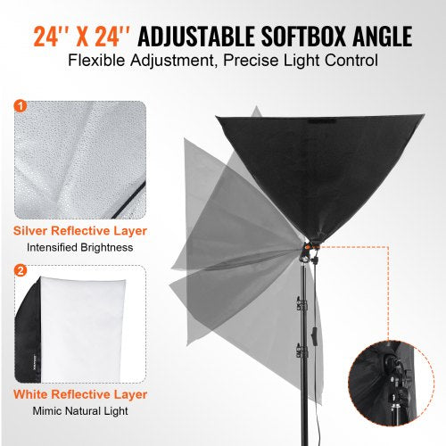 Softbox Lighting Kit 24 x 24 Professional Softbox with 30W 5500K LED