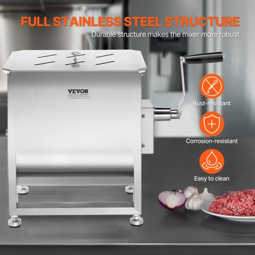 Manual Meat Mixer 60L Fixed Tank Meat Processing EquipmentMixing Max 60LBS