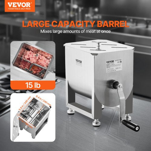 Manual Meat Mixer 15L Fixed Tank Meat Processing EquipmentMixing Maximum