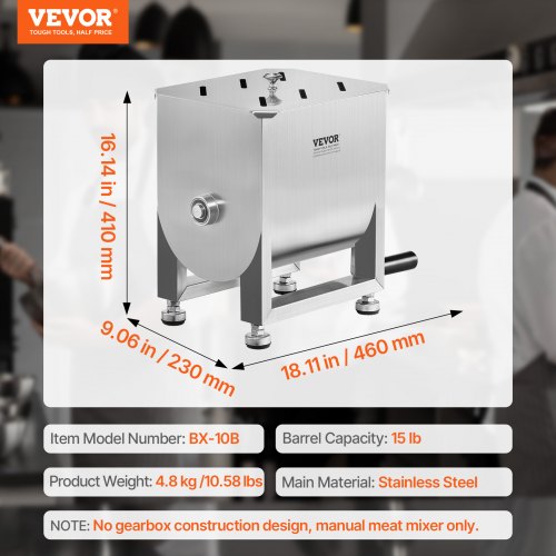 Manual Meat Mixer 15L Fixed Tank Meat Processing EquipmentMixing Maximum