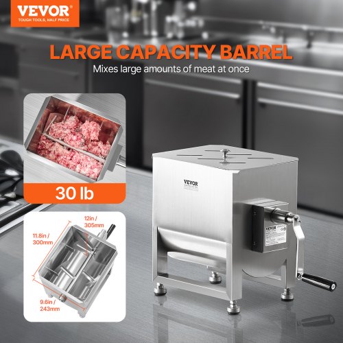 Manual Meat Mixer 30L Fixed Tank Meat Processing EquipmentMixing Max 30LBS