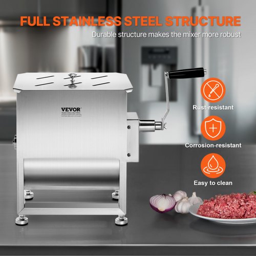 Manual Meat Mixer 30L Fixed Tank Meat Processing EquipmentMixing Max 30LBS