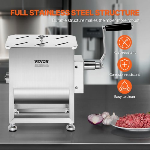 Manual Meat Mixer 15L Fixed Tank Meat Processing EquipmentMixing Max 15LBS