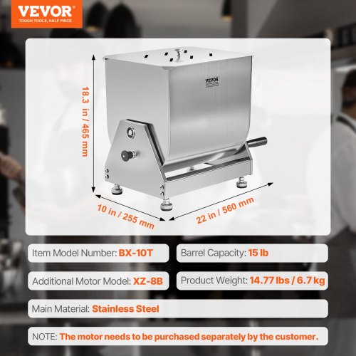 Manual Meat Mixer 15L Tilt Tank Meat Processing EquipmentMixing Max 15LBS