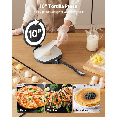 Tortilla Press 10 Inch Cast Iron Tortilla and Roti Maker Heavy Duty