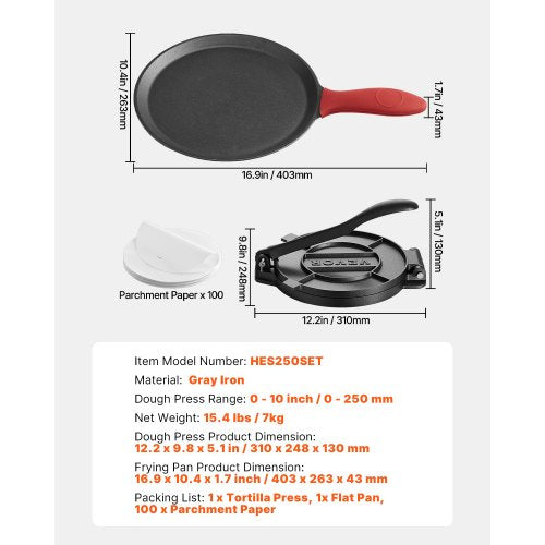 Tortilla Press 10 Inch Cast Iron Tortilla and Roti Maker Heavy Duty