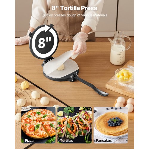 Tortilla Press 8 Inch Cast Iron Tortilla and Roti Maker Heavy Duty