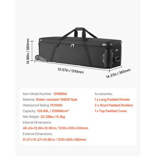 Studio Equipment Trolley Case 5157 x 1437 x 1496 in 131 x 365 x 38