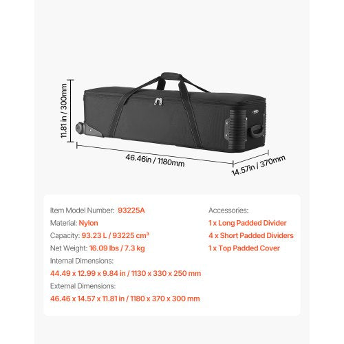 Studio Equipment Trolley Case 4646 x 1457 x 1181 in 118 x 37 x 30 cm