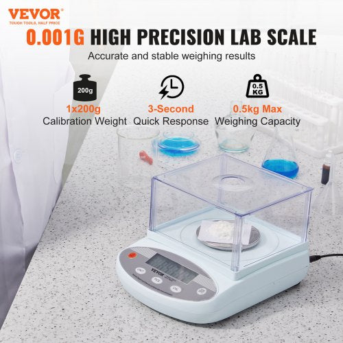 Analytical Balance 500 gram x 0001g Accuracy High Precision Lab Scale 13
