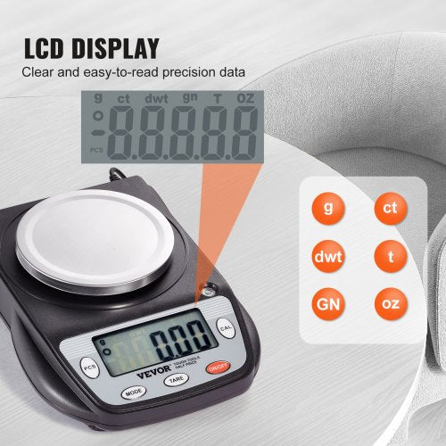 Analytical Balance 600g x 001g Accuracy High Precision Lab Scale 6 Units