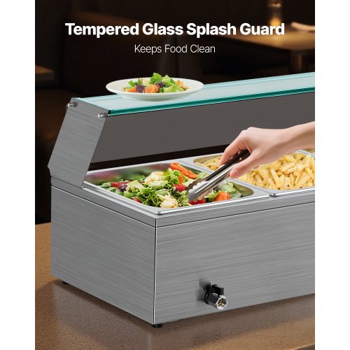 Commercial Food Warmer 1500W Electric Stainless Steel Steam Food Warmer