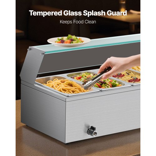 Commercial Food Warmer 1500W Electric Stainless Steel Steam Food Warmer 1