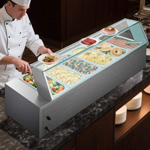 Commercial Food Warmer 1500W Electric Stainless Steel Steam Food Warmer 1