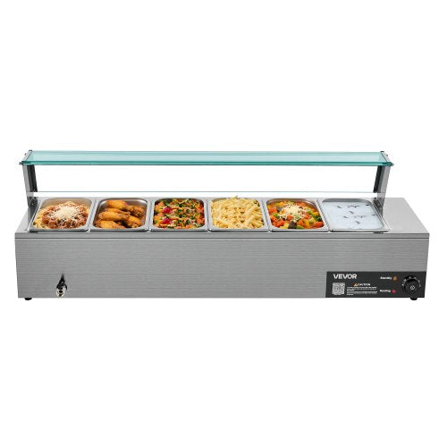 Commercial Food Warmer 1500W Electric Stainless Steel Steam Food Warmer 1