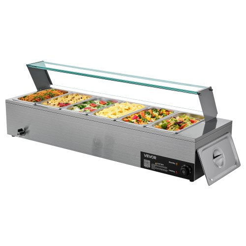 Commercial Food Warmer 1500W Electric Stainless Steel Steam Food Warmer 1