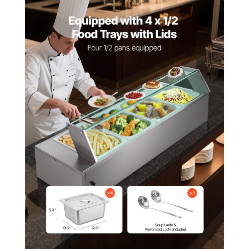 Commercial Food Warmer 1500W Electric Stainless Steel Steam Food Warmer 2