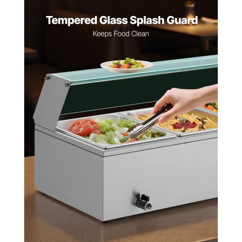 Commercial Food Warmer 1500W Electric Stainless Steel Steam Food Warmer 2