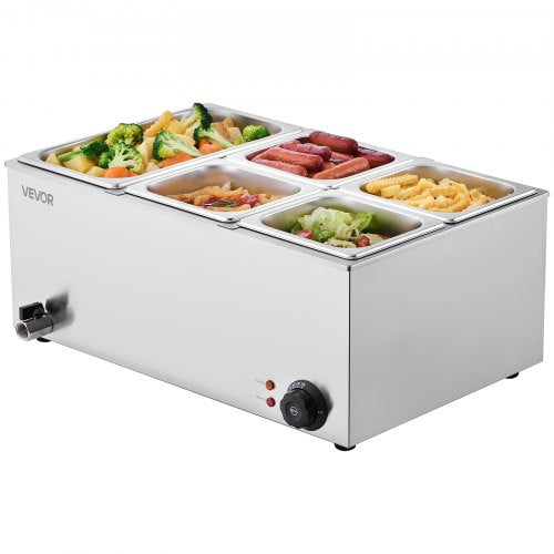 24QT Commercial Food Warmer 5Pan Electric Steam Table 1200W Professional