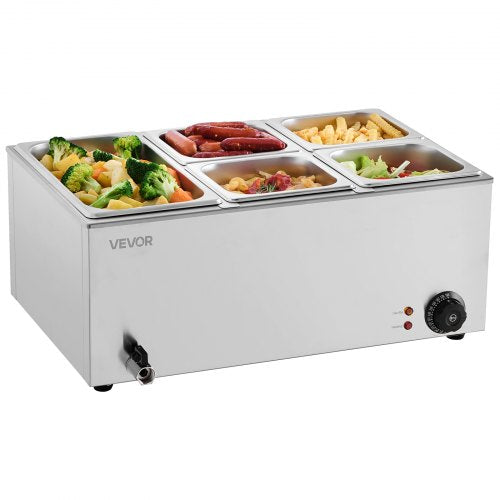 24QT Commercial Food Warmer 5Pan Electric Steam Table 1200W Professional