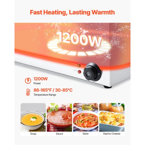24QT Commercial Food Warmer 2Pan Electric Steam Table 1200W Professional