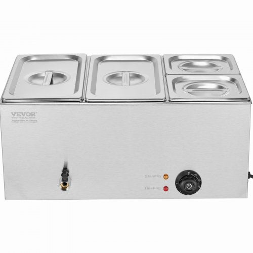 4Pan Commercial Food Warmer 16.4QT Electric Steam Table 1200W