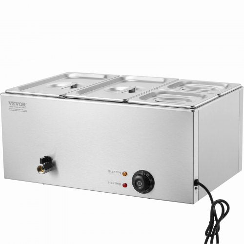 4Pan Commercial Food Warmer 16.4QT Electric Steam Table 1200W