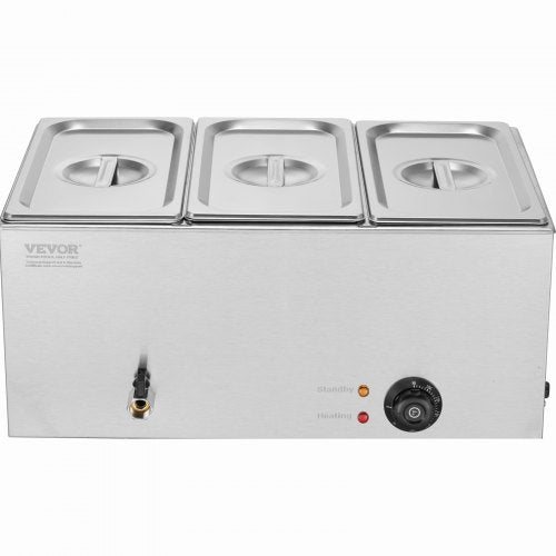 3Pan Commercial Food Warmer 174QT Electric Steam Table 1200W