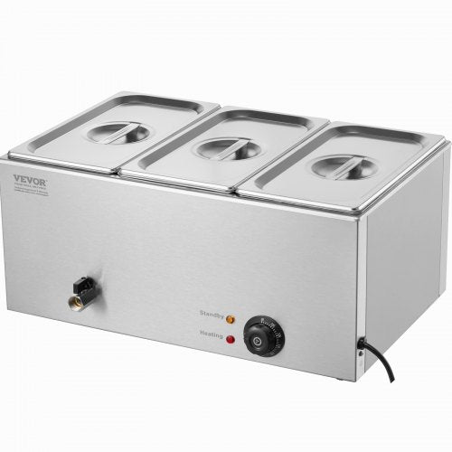 3Pan Commercial Food Warmer 174QT Electric Steam Table 1200W