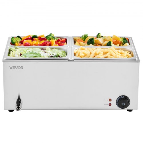 24QT Commercial Food Warmer 4Pan Electric Steam Table 1200W Professional