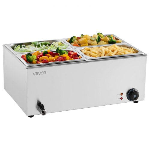 24QT Commercial Food Warmer 4Pan Electric Steam Table 1200W Professional