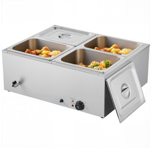 Commercial Food Warmer 1500W Electric Stainless Steel Steam Food Warmer 3