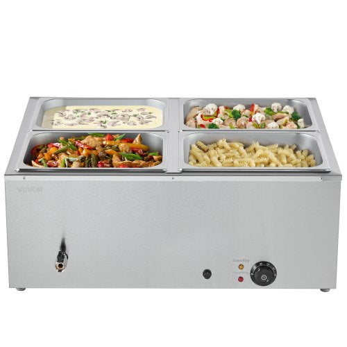 Commercial Food Warmer 1500W Electric Stainless Steel Steam Food Warmer 3