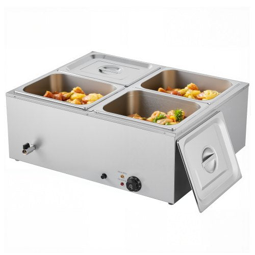 Commercial Food Warmer 1500W Electric Stainless Steel Steam Food Warmer 3