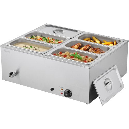 Commercial Food Warmer 1500W Electric Stainless Steel Steam Food Warmer 4