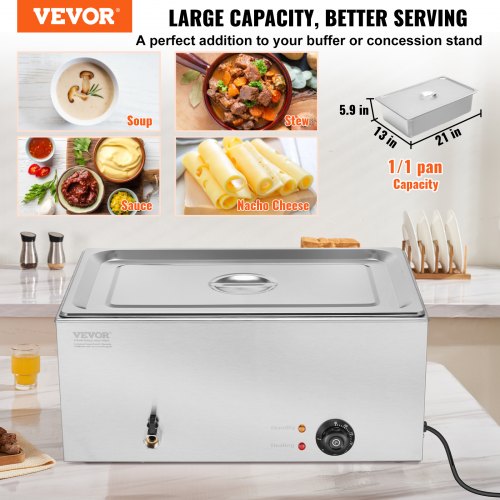 Commercial Electric Food Warmer Countertop Buffet 119Qt Pan Bain Marie – 18 L