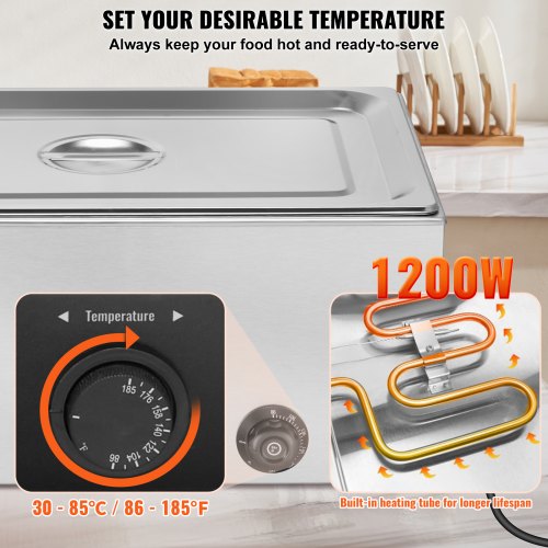 Commercial Electric Food Warmer Countertop Buffet 119Qt Pan Bain Marie – 18 L