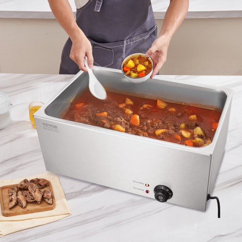 Commercial Food Warmer 19QT Bain Marie 1200W Electric Buffet Warmer Steam