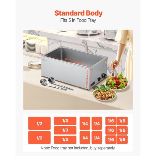 Commercial Food Warmer 1200W Electric Stainless Steel Steam Food Warmer