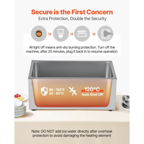 Commercial Food Warmer 1200W Electric Stainless Steel Steam Food Warmer