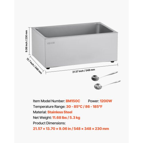 Commercial Food Warmer 1200W Electric Stainless Steel Steam Food Warmer