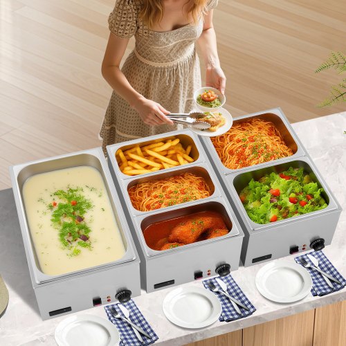 Commercial Food Warmer 1200W Electric Stainless Steel Steam Food Warmer