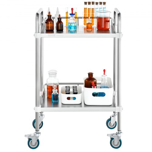 Lab Rolling Cart 2Shelf Stainless Steel Rolling Cart Lab Serving Cart