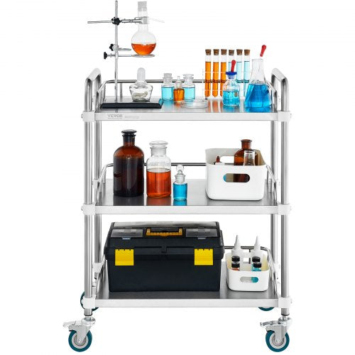 Lab Rolling Cart 3Shelf Stainless Steel Rolling Cart Lab Serving Cart