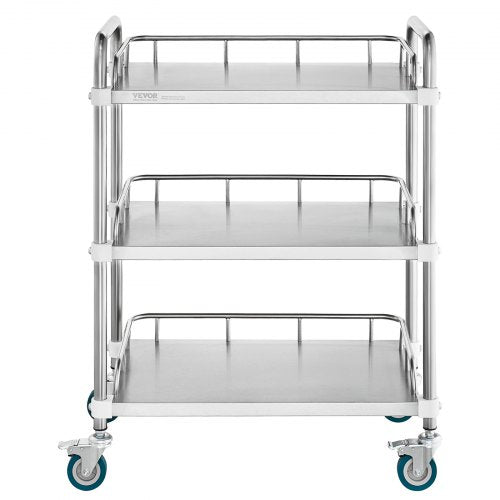 Lab Rolling Cart 3Shelf Stainless Steel Rolling Cart Lab Serving Cart