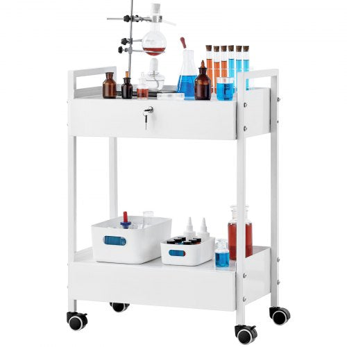 Lab Cart 2 Tiers Stainless Steel Utility Cart Medical Cart with 2 Drawers