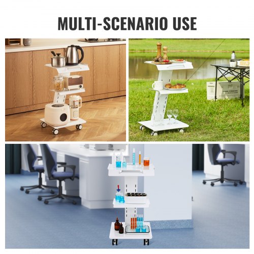 Lab Trolley Rolling Lab Cart with Builtin Socket 3Layer Metal Mobile